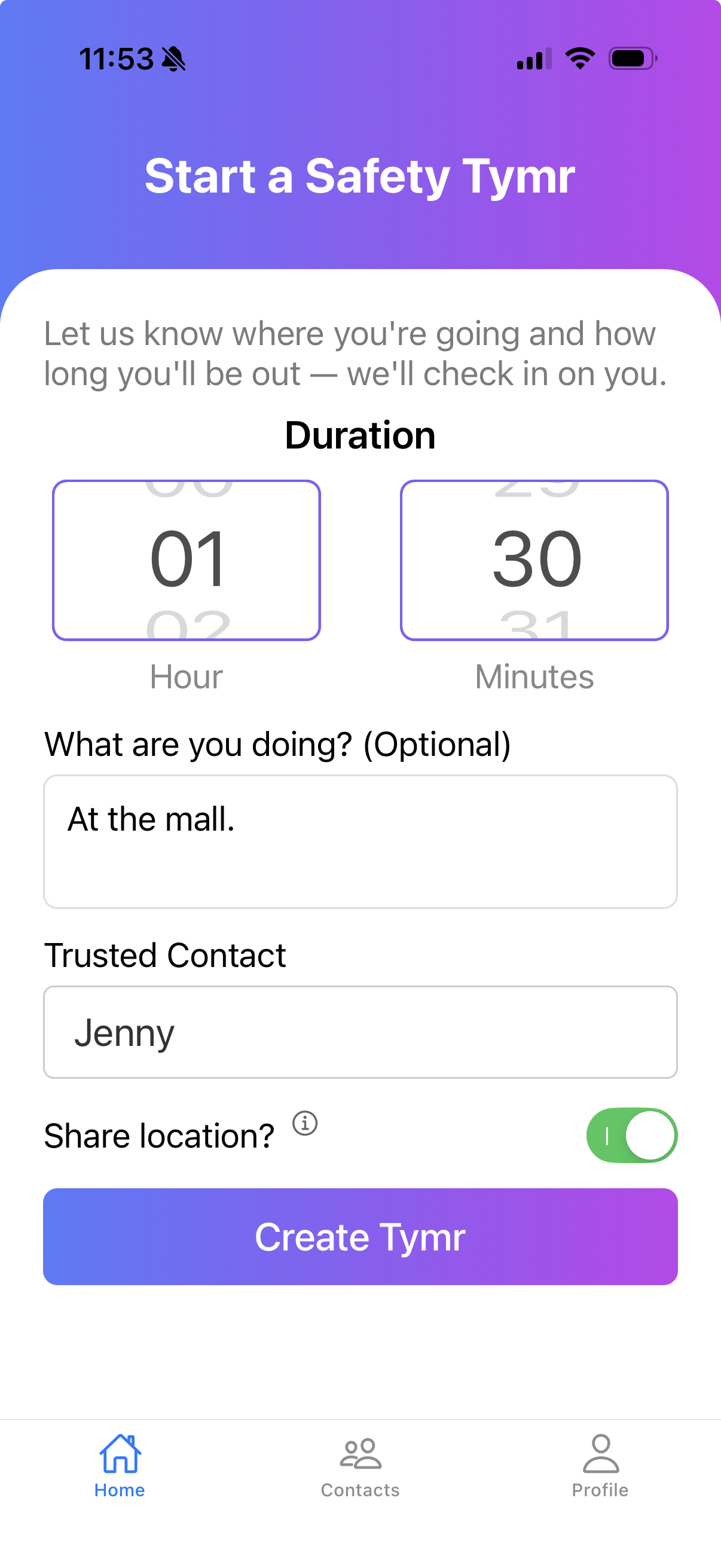 SafetyTymr - Personal Safety Timer App